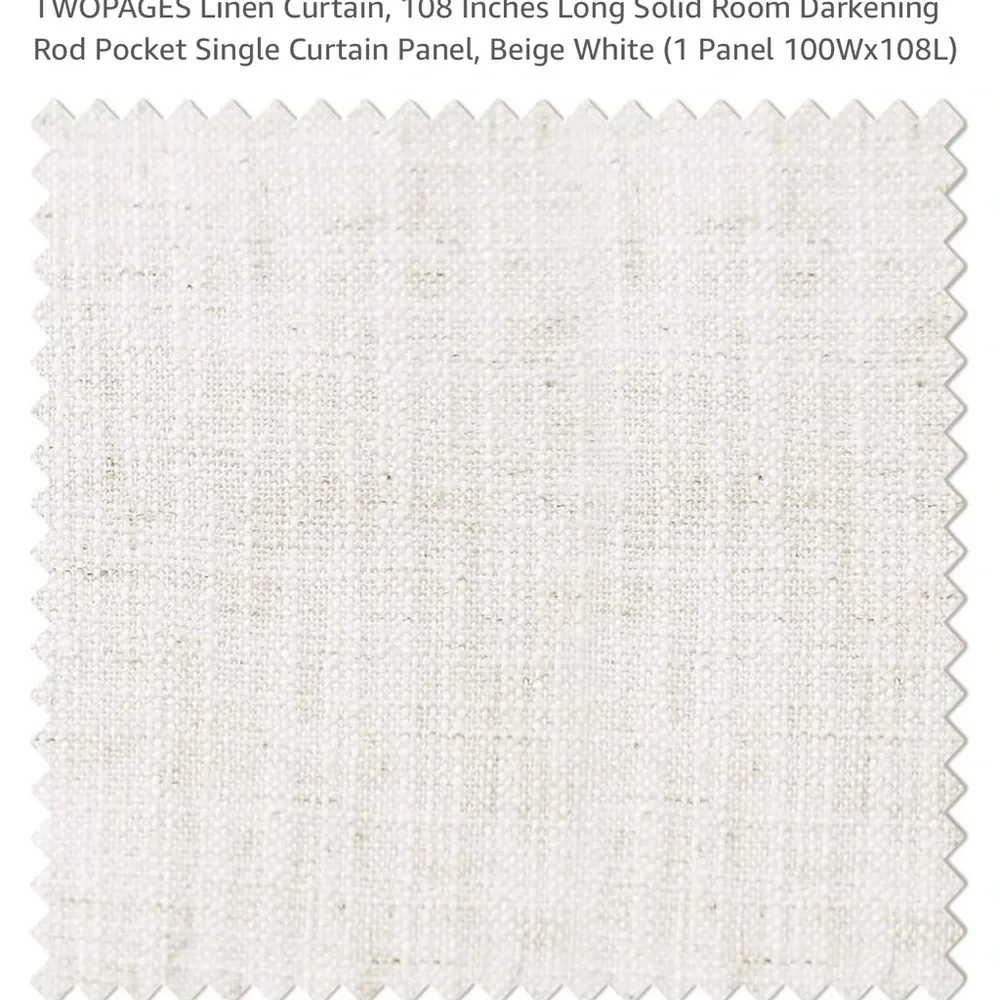 Beige White Linen Curtain Panel - Picture 4 of 6